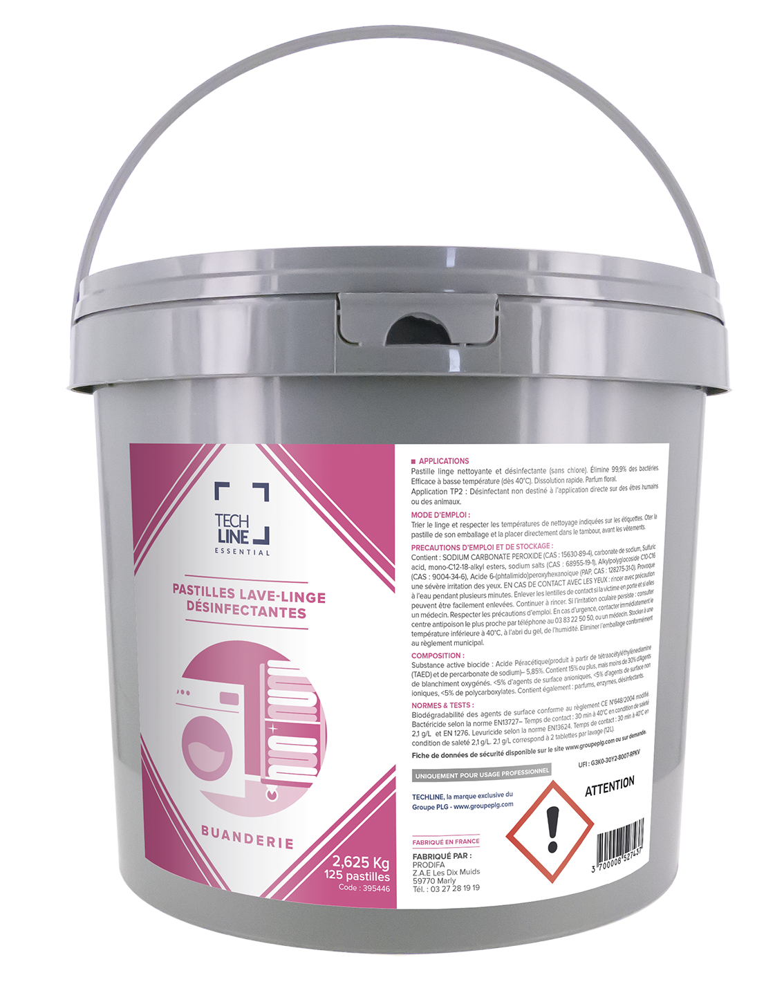 LESSIVE TABLETTES CONCENTREE DESINFECTANTES TECHLINE X125
