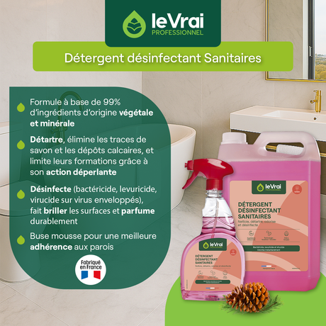 DETERGENT DESINFECTANT SANITAIRES LE VRAI PROFESSIONNEL 5L