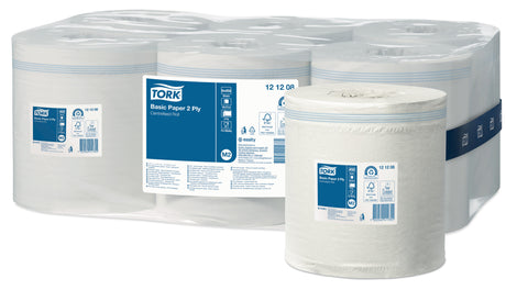 BOBINE DEVIDAGE CENTRAL TORK M2 BLANC 450 FORMATS 2 PLIS 18X30CM ECOLABEL X6