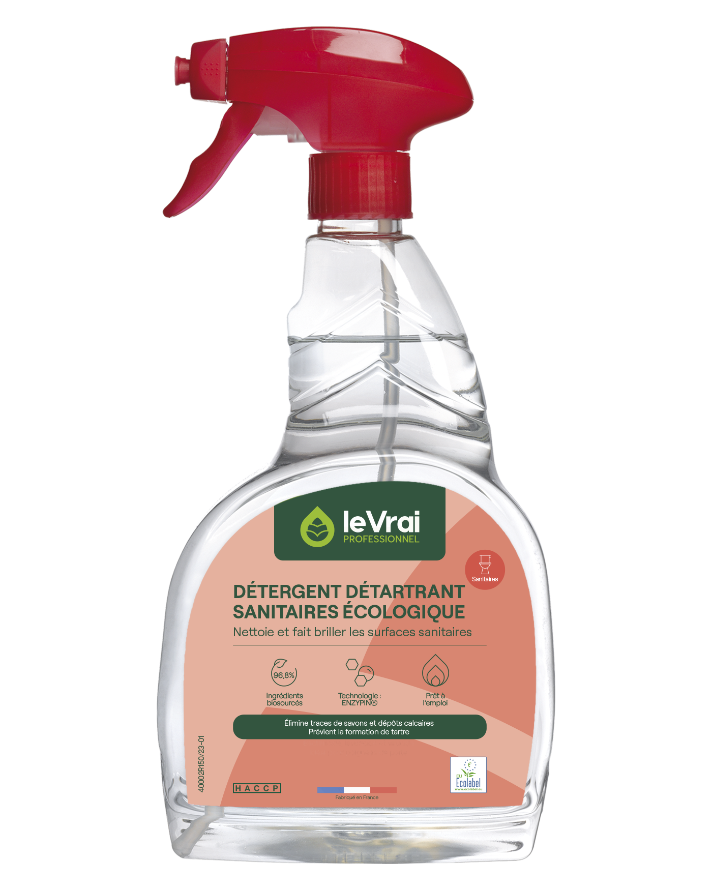 DETERGENT DETARTRANT SANITAIRES LE VRAI PROFESSIONNEL ECOLABEL EU 750ML