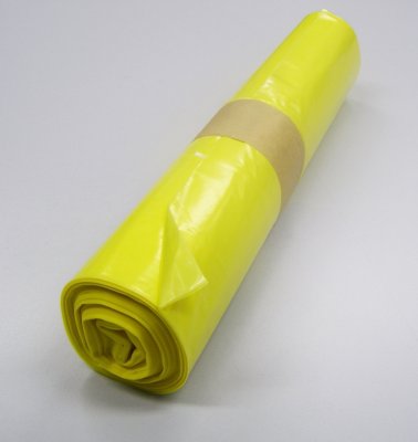 SAC POUBELLE 130L BASSE DENSITE DECHETS MOYENS SANS LIEN JAUNE TRANSLUCIDE X200