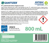 SAVON ANTIMICROBIEN ANTIBAC CARTOUCHE PLG 800ML X6