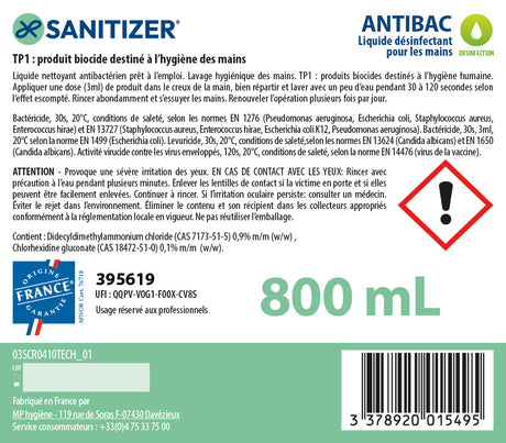 SAVON ANTIMICROBIEN ANTIBAC CARTOUCHE PLG 800ML X6