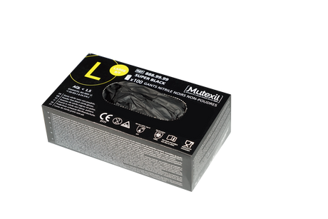 GANT NITRILE NOIR NON POUDRÉ SUPER BLACK TAILLE L BOÎTE X100