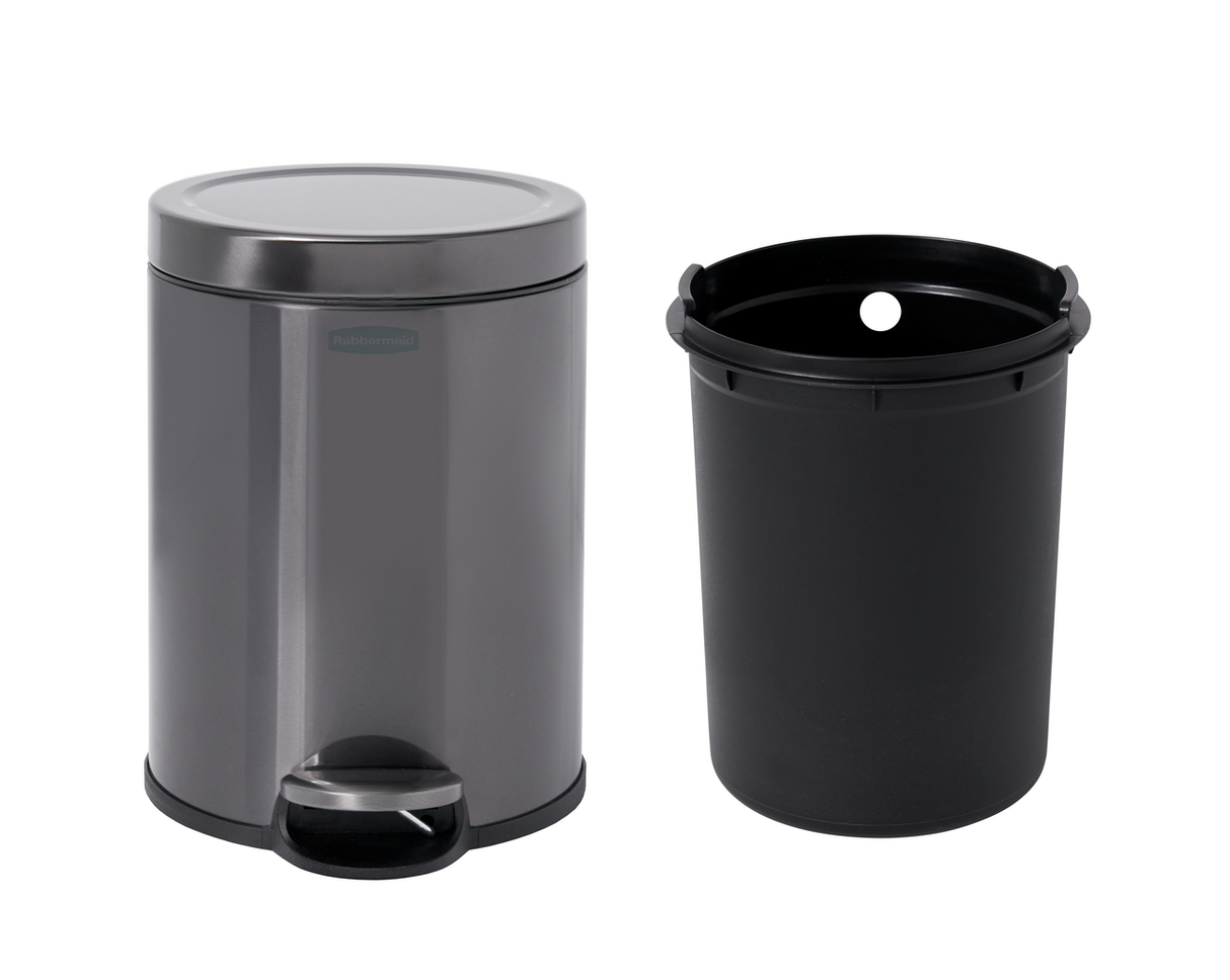 POUBELLE 6L A PEDALE  INOX CHARBON