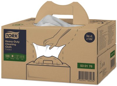 LAVETTE NON TISSEE USAGE UNIQUE TORK HANDY BOX W7 BLANC BOITE DE 120 FORMATS