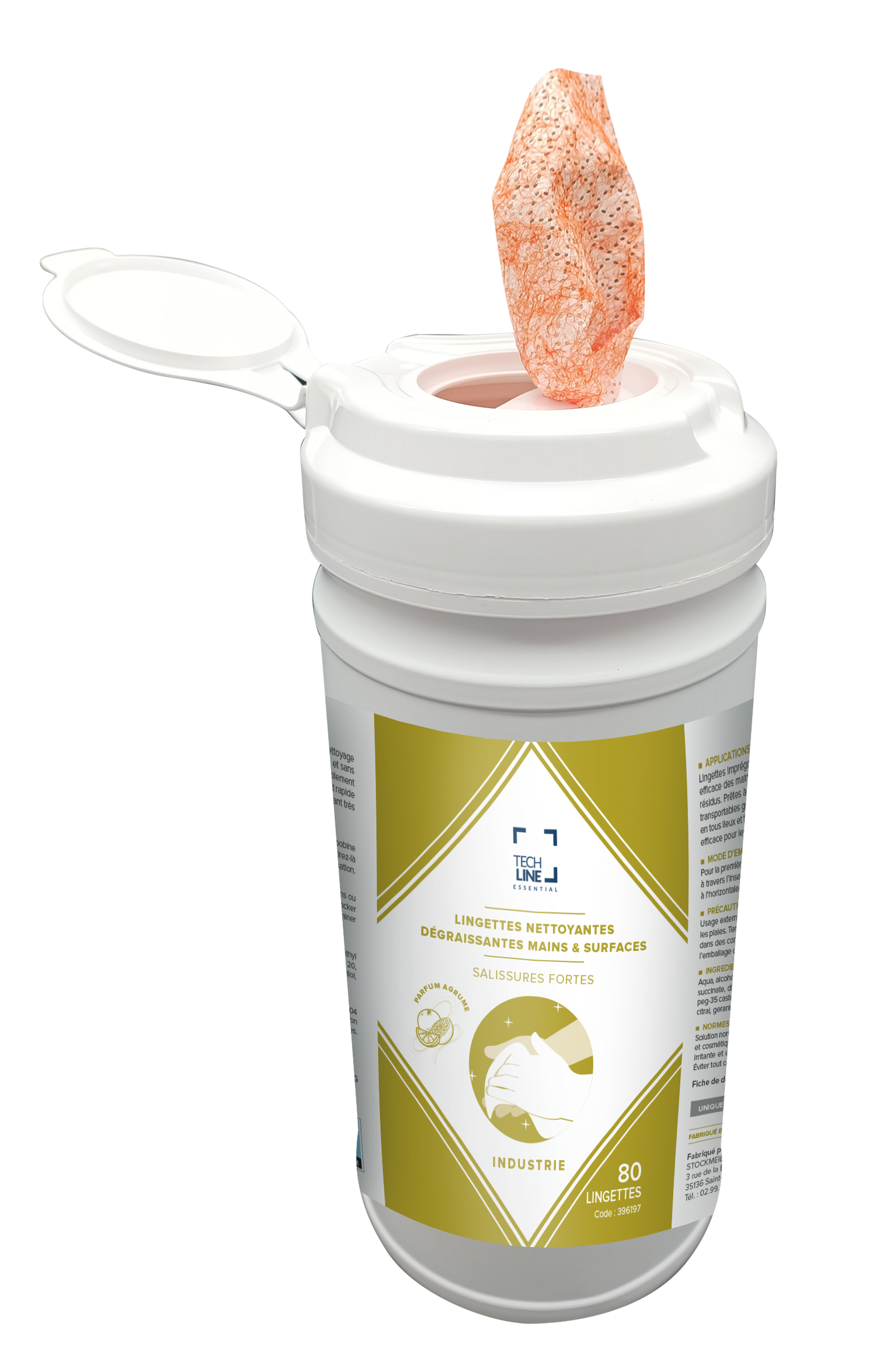 LINGETTES DEGRAISSANTES MAINS & SURFACES  INDUSTRIE TECHLINE X80