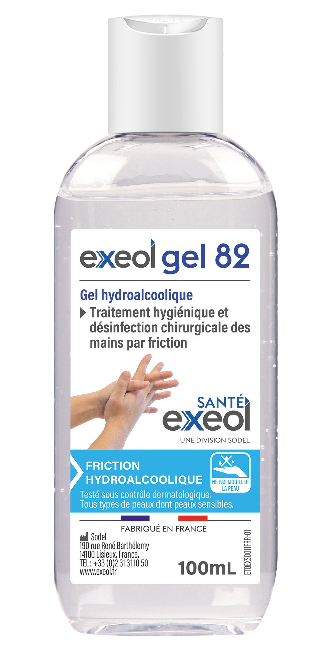 GEL HYDROALCOOLIQUE EXEOL GEL 82 FLACON 100ML