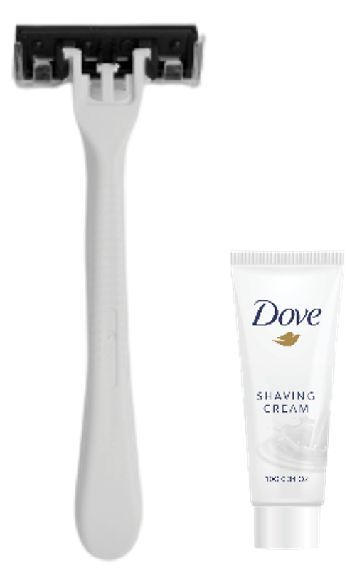 SET RASAGE RASOIR 3 LAMES CRÉME DE RASAGE DOVE 10ML X250