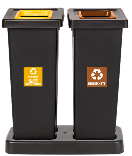 STATION DE TRI FIT 2X50L GRIS ANTHRACITE / JAUNE / BLEU