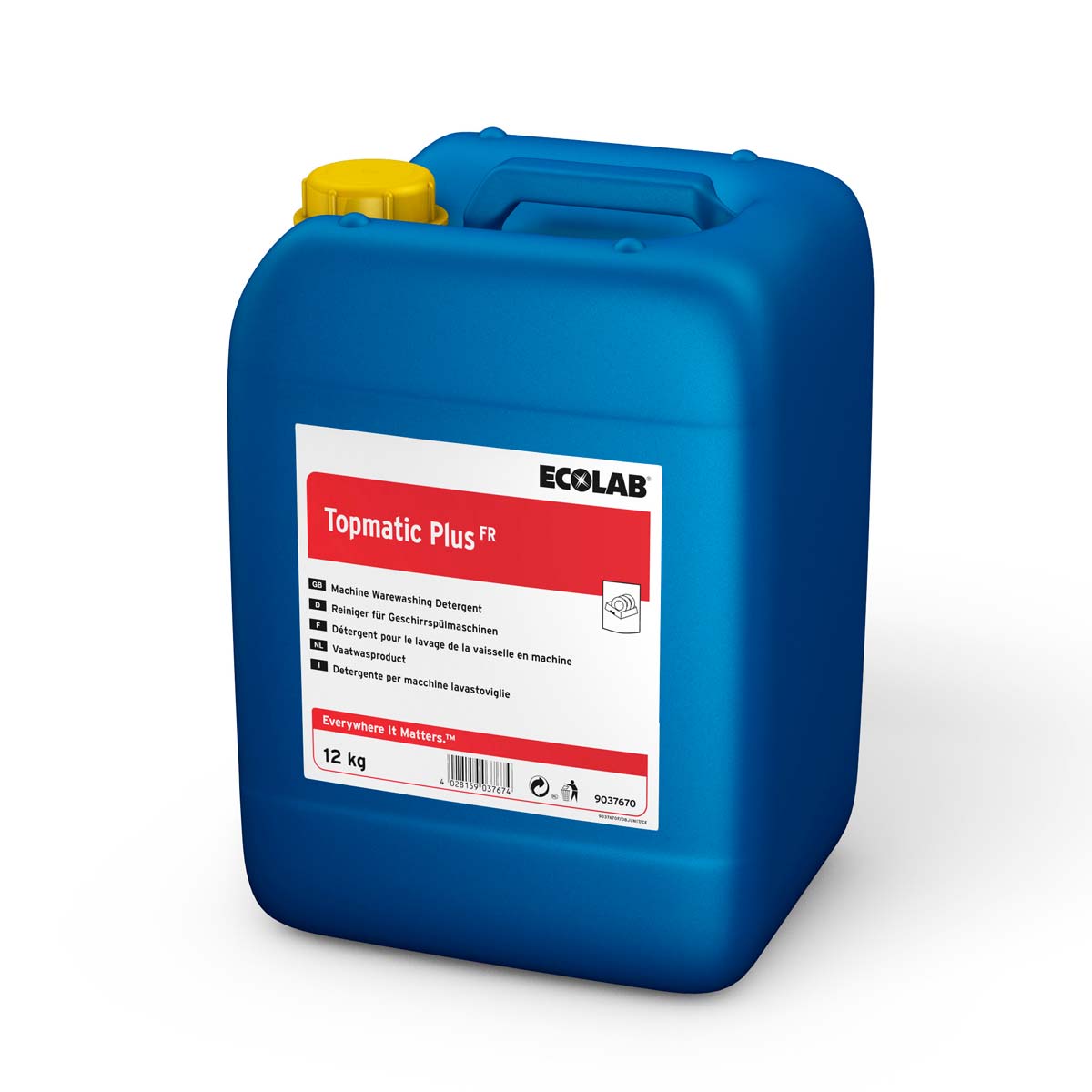 DETERGENT LIQUIDE VAISSELLE EAU DOUCE A MI-DURE TOPMATIC PLUS FR ECOLAB 12KG