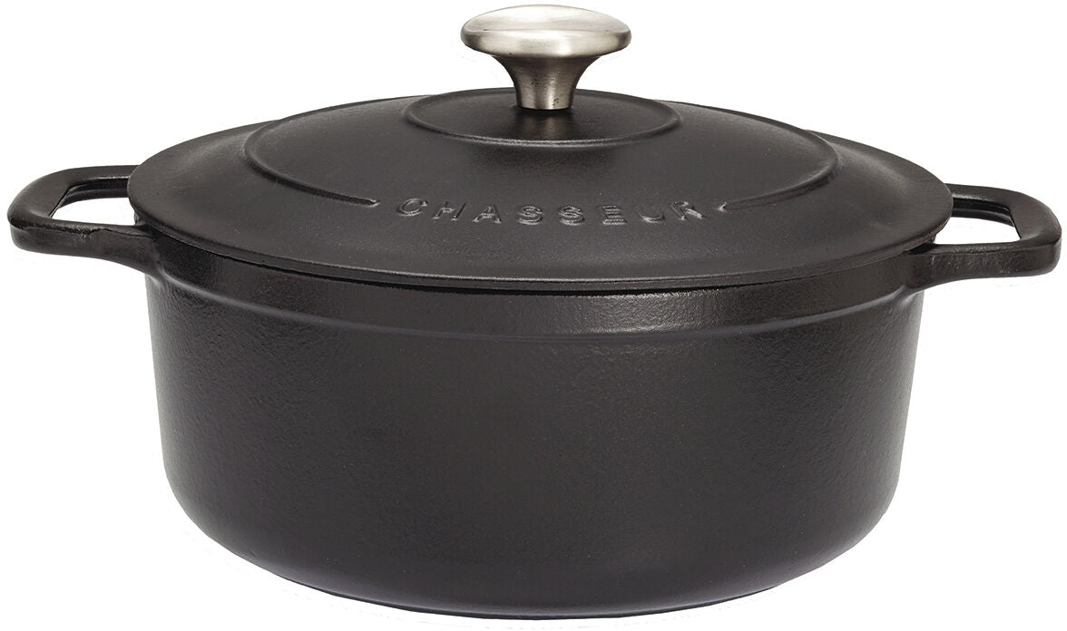 LE CHASSEUR COCOTTE RONDE AVEC COUVERCLE NOIRE 24 CM
