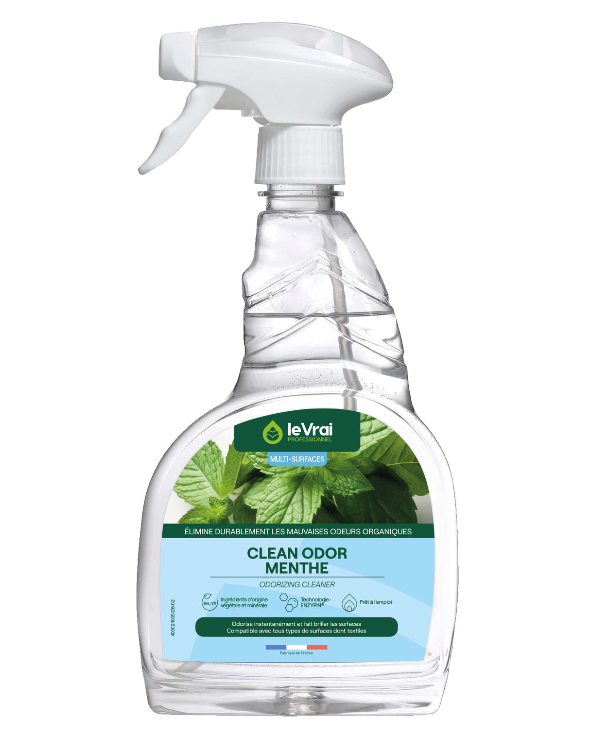NETTOYANT DESTRUCTEUR D'ODEUR CLEAN ODOR MENTHE LE VRAI PROFESSIONNEL 750ML