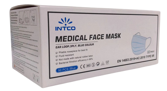 MASQUE MEDICALTYPE IIR 3 PLIS BLEU X50