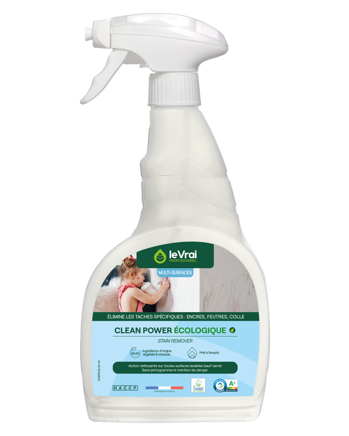 DETACHANT MULTI SURFACES CLEAN POWER ECOLABEL LE VRAI PROFESSIONNEL750ML