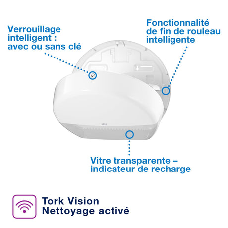 DISTRIBUTEUR DE PAPIER TOILETTE MINI JUMBO TORK® T2 BLANC