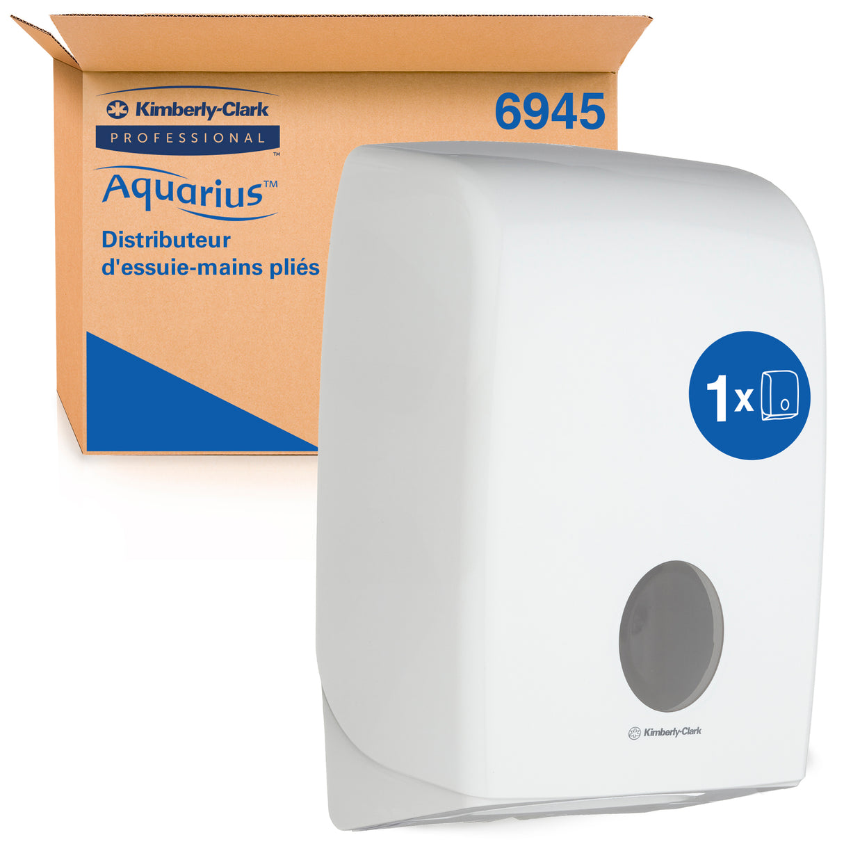 DISTRIBUTEUR D’ESSUIE-MAINS PLIÉS AQUARIUS™ BLANC